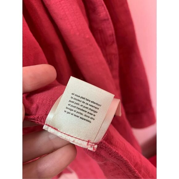 Anthropologie Pilcro Women's Coral Textured Lace Up Button Up Shirt Medium - Picture 9 of 12